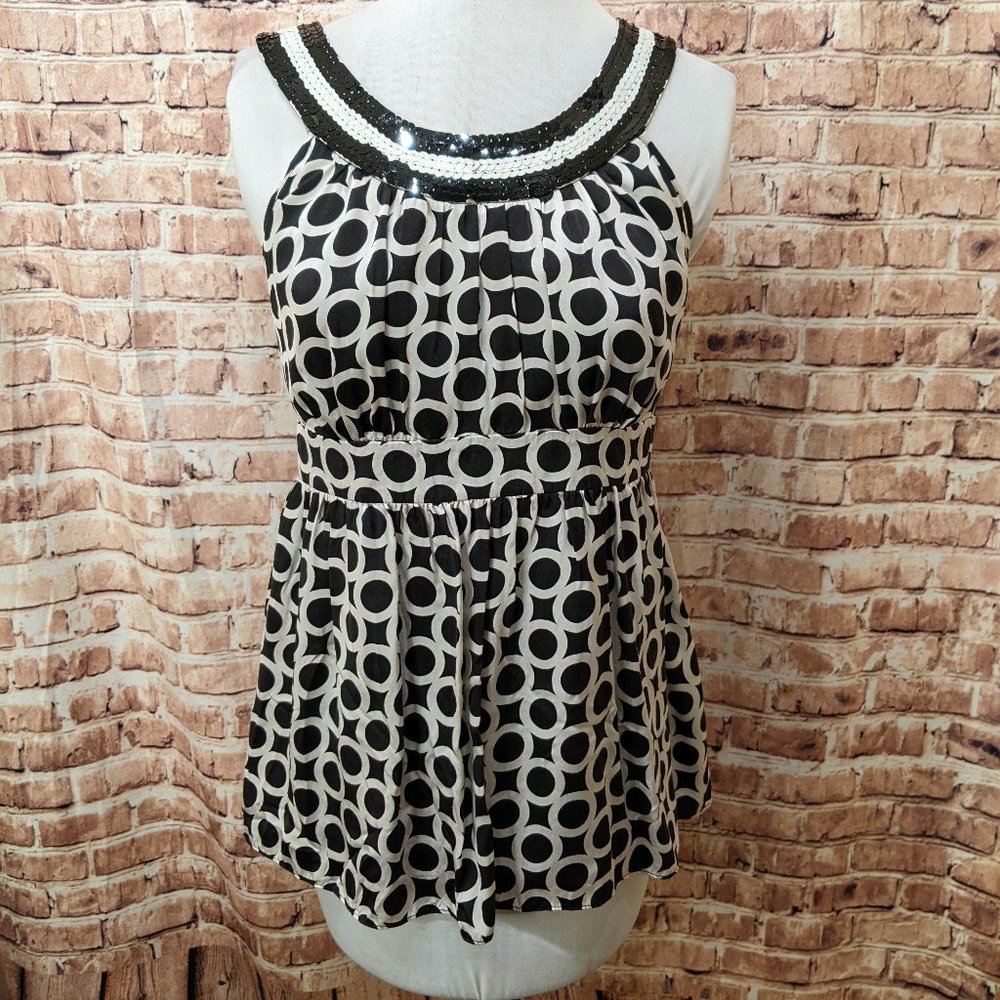 INC International Concepts Blouse with Sequin Neckline Size 4